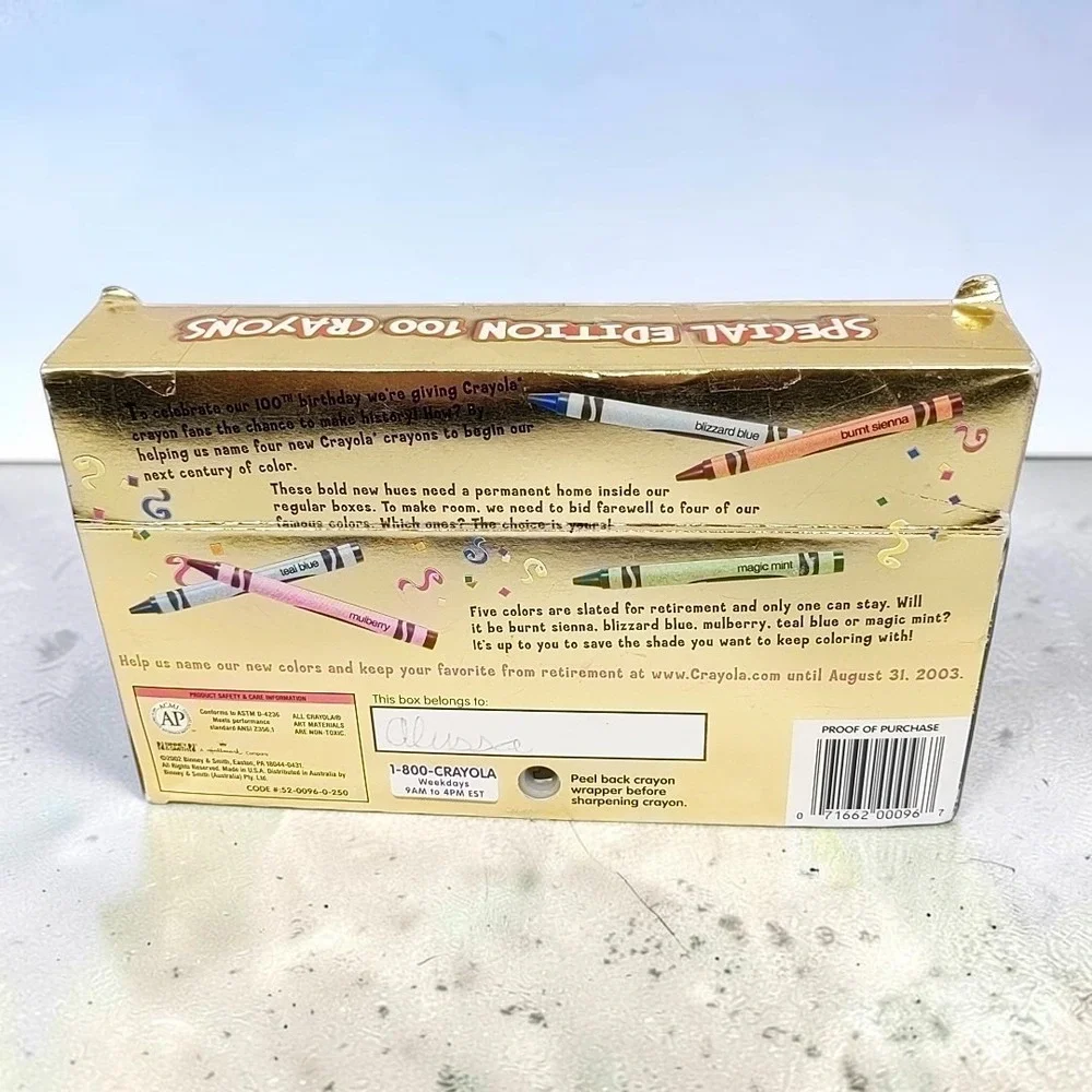 VTG Crayola Special Edition 100 Years of Color 100 Crayons 2002 Collectible Box
